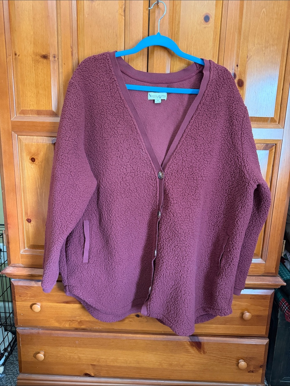 Koolaburra by Ugg Women's Sherpa Button-Front Cardigan - Maroon